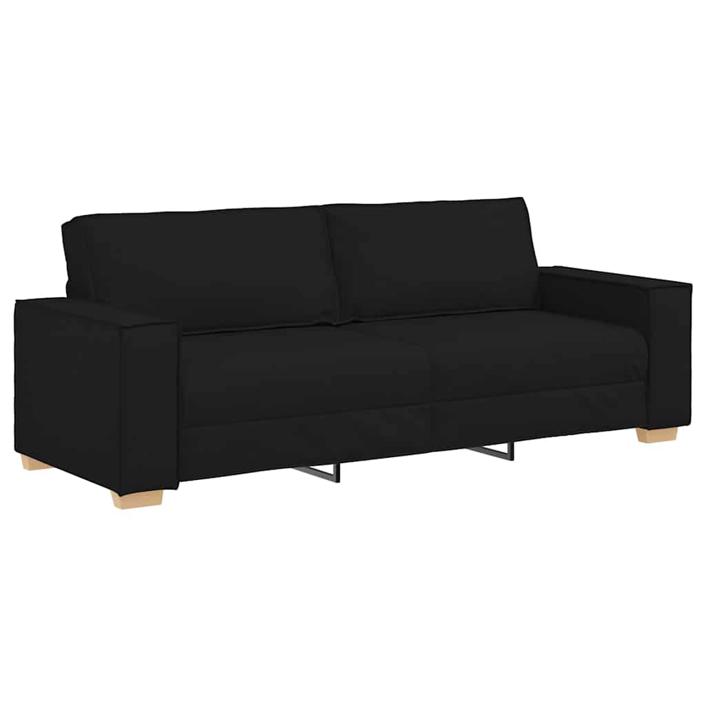 Sofa Set with Cushion 3 pcs Black 220 x 78 x 84 cm Fabric
