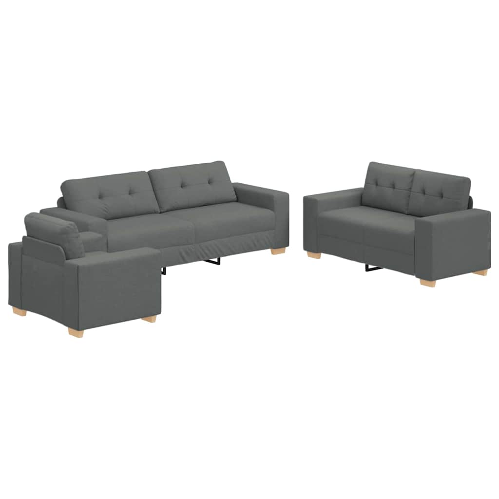 Sofa Set with Cushion with Pillow Grey Fabric