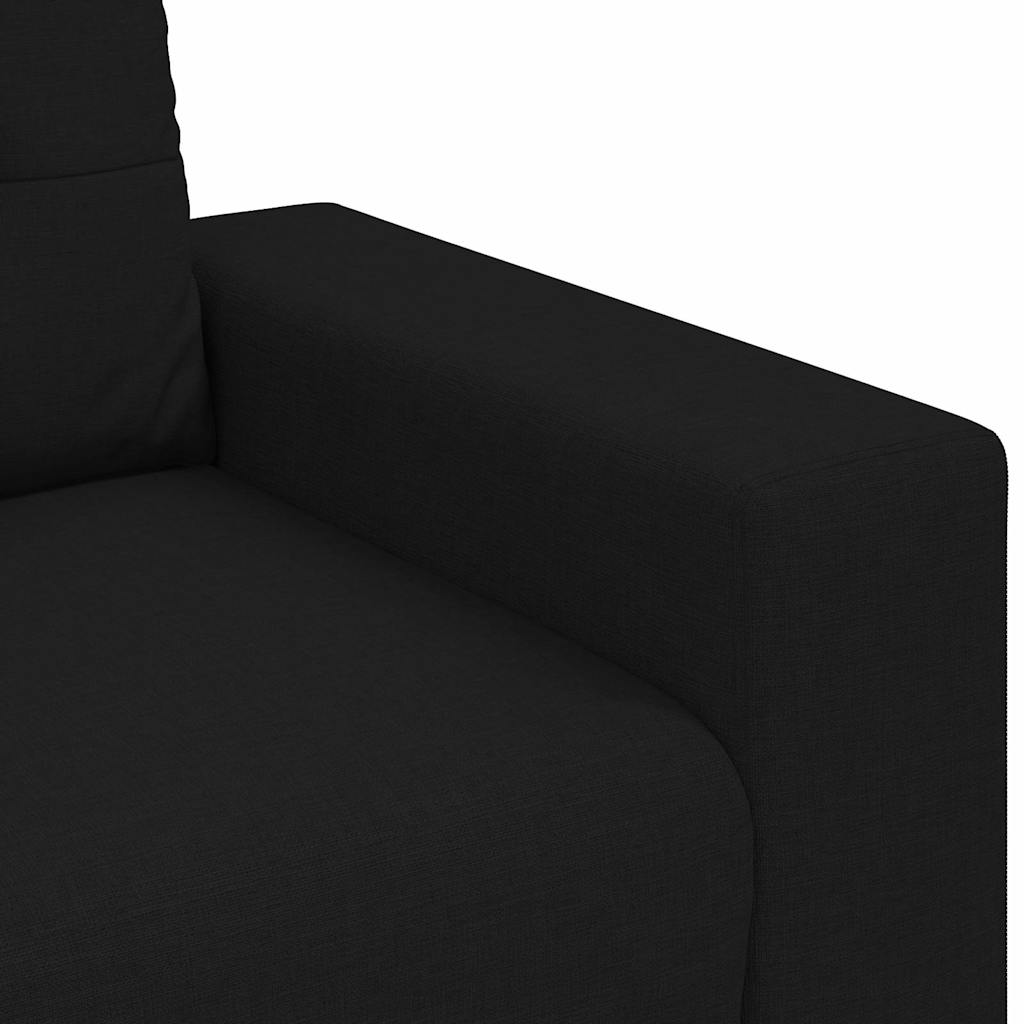 Sofa Set with Cushion with Pillow Black Fabric