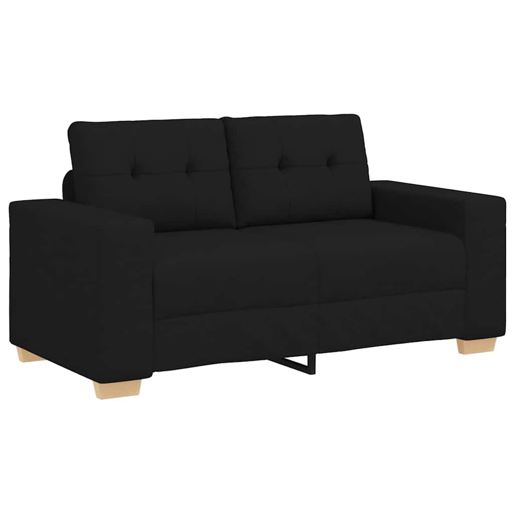 Sofa Set with Cushion with Pillow Black Fabric