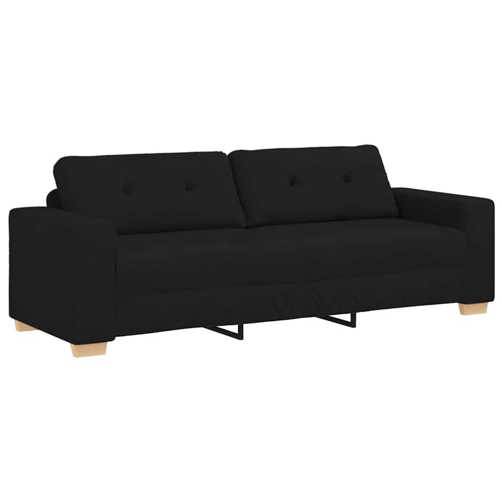 Sofa Set with Cushion with Pillow Black Fabric