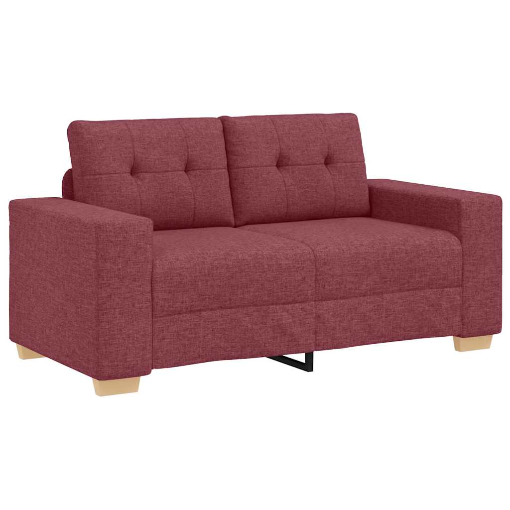 Sofa Set with Cushion with Pillow Wine Red Fabric