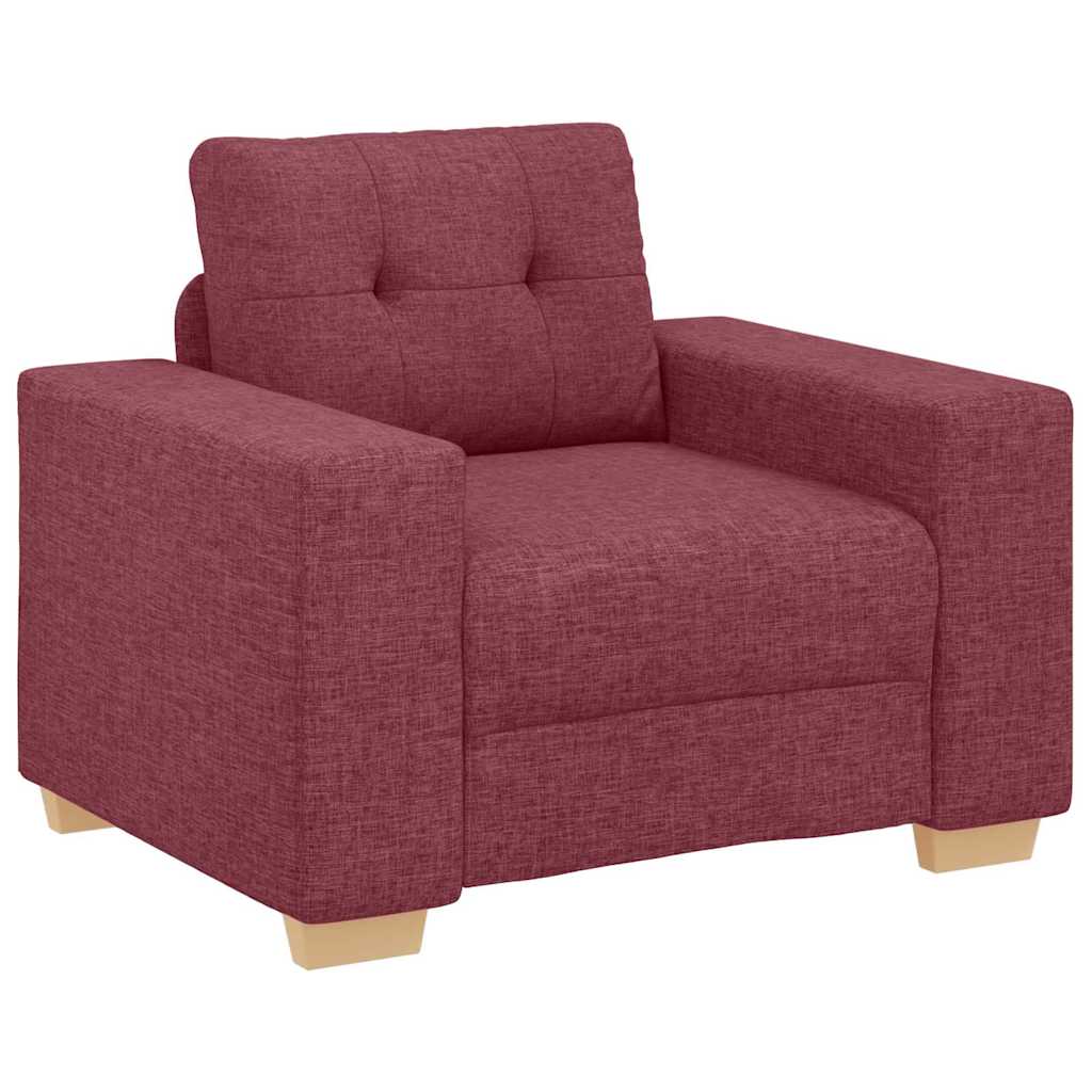 Sofa Set with Cushion with Pillow Wine Red Fabric