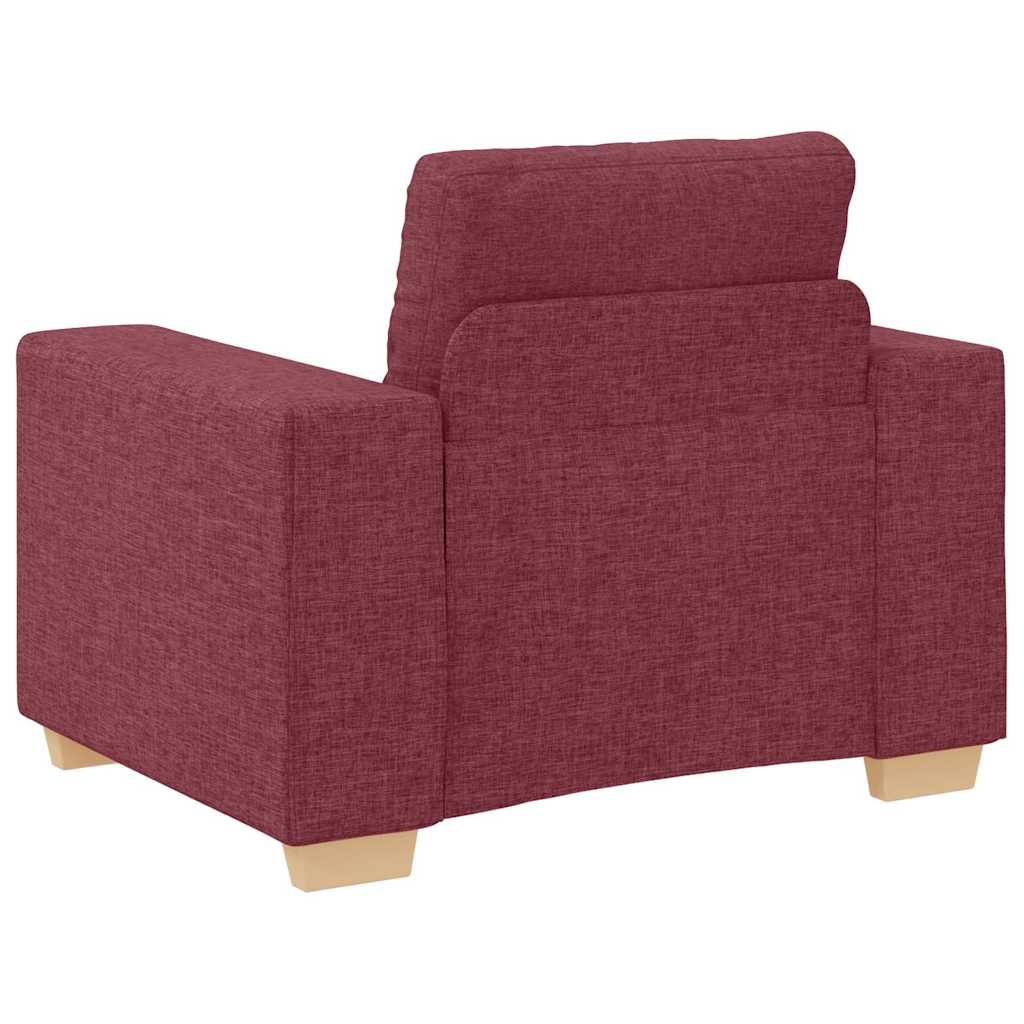 Sofa Set with Cushion with Pillow Wine Red Fabric
