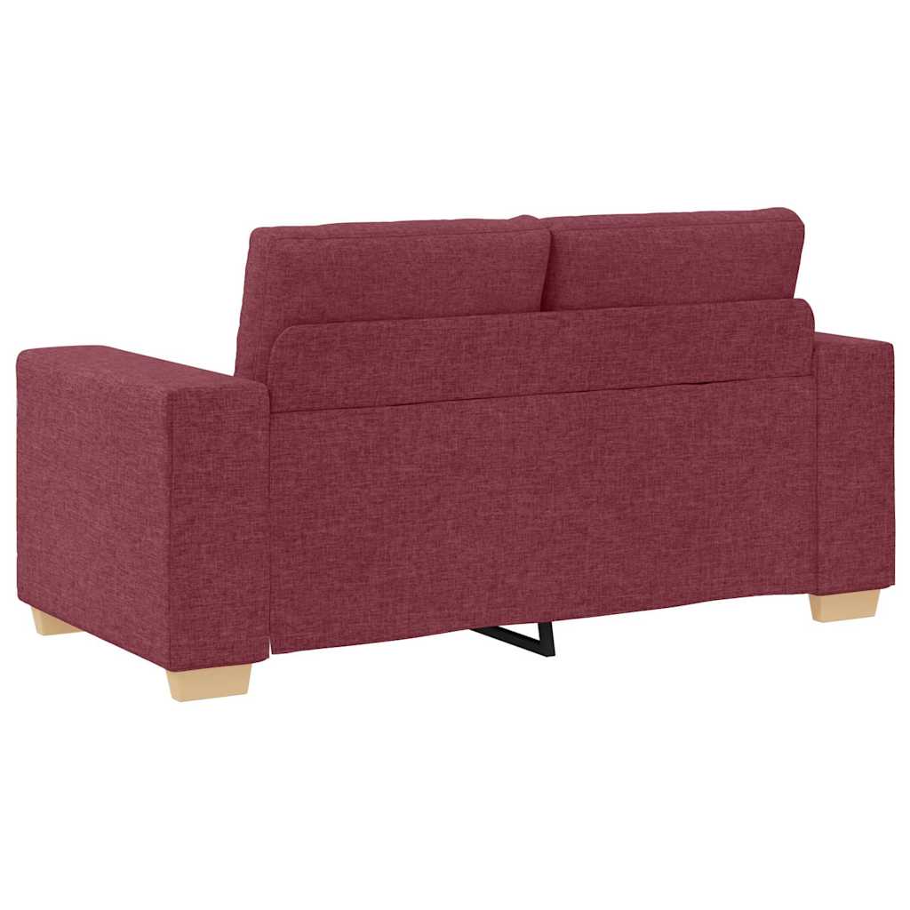 Sofa Set with Cushion with Pillow Wine Red Fabric