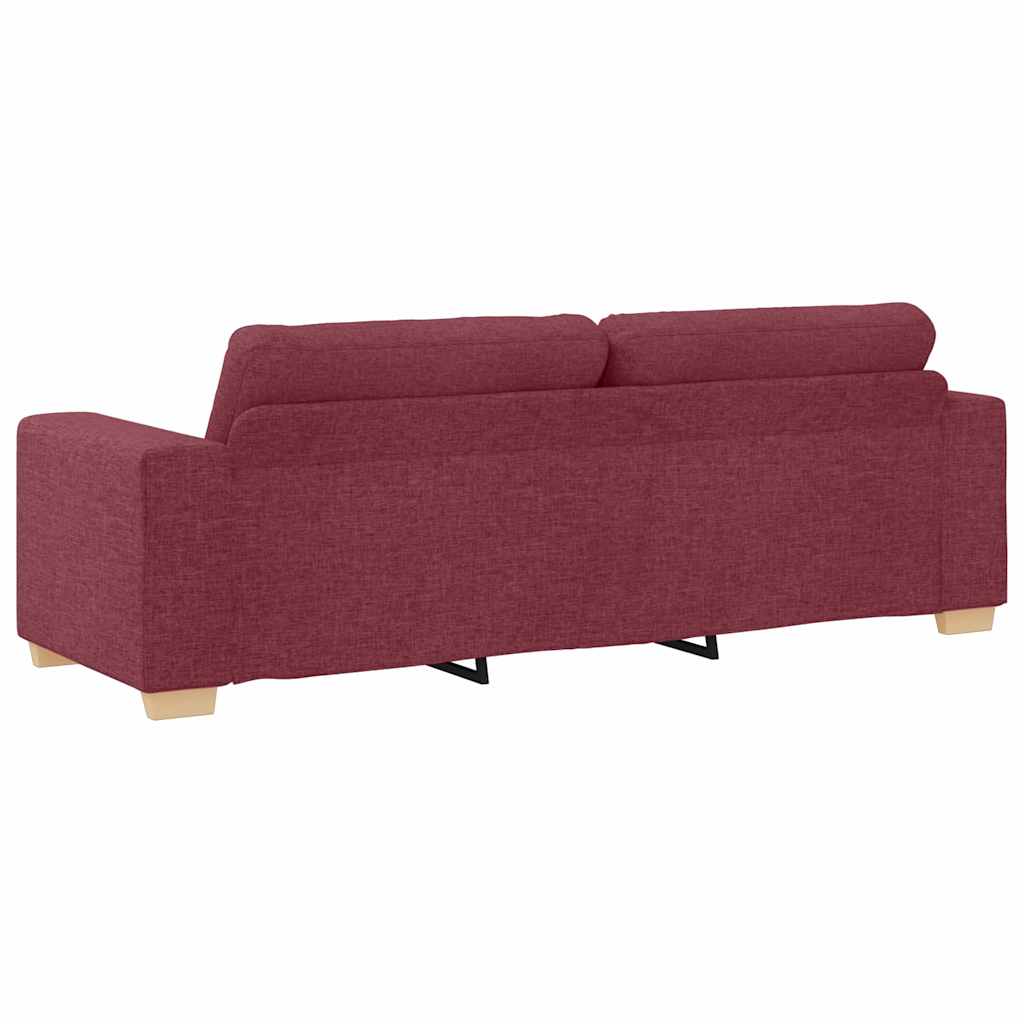 Sofa Set with Cushion with Pillow Wine Red Fabric