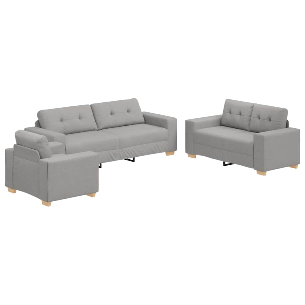 Sofa Set with Cushion with Pillow Grey Fabric