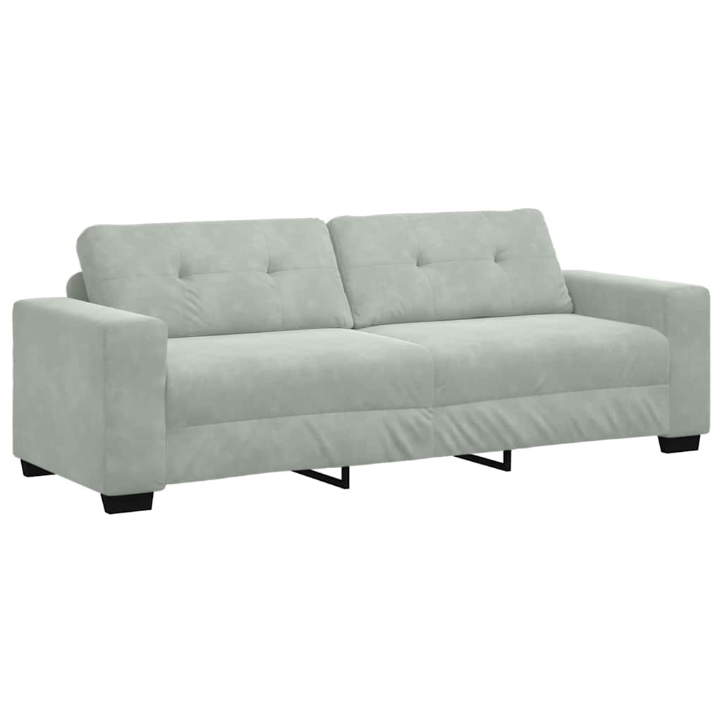 Sofa Set with Cushion 3 pcs Grey 221 x 78 x 80 cm Velvet