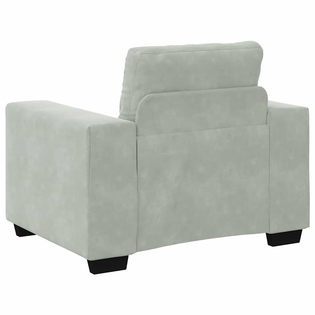 Sofa Set with Cushion 3 pcs Grey 221 x 78 x 80 cm Velvet