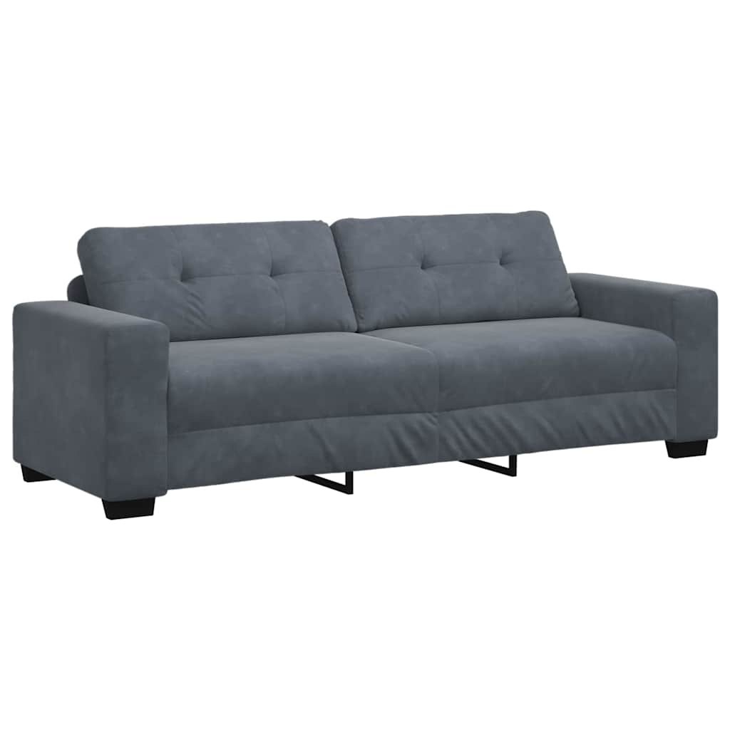 Sofa Set with Cushion 3 pcs Grey 221 x 78 x 80 cm Velvet