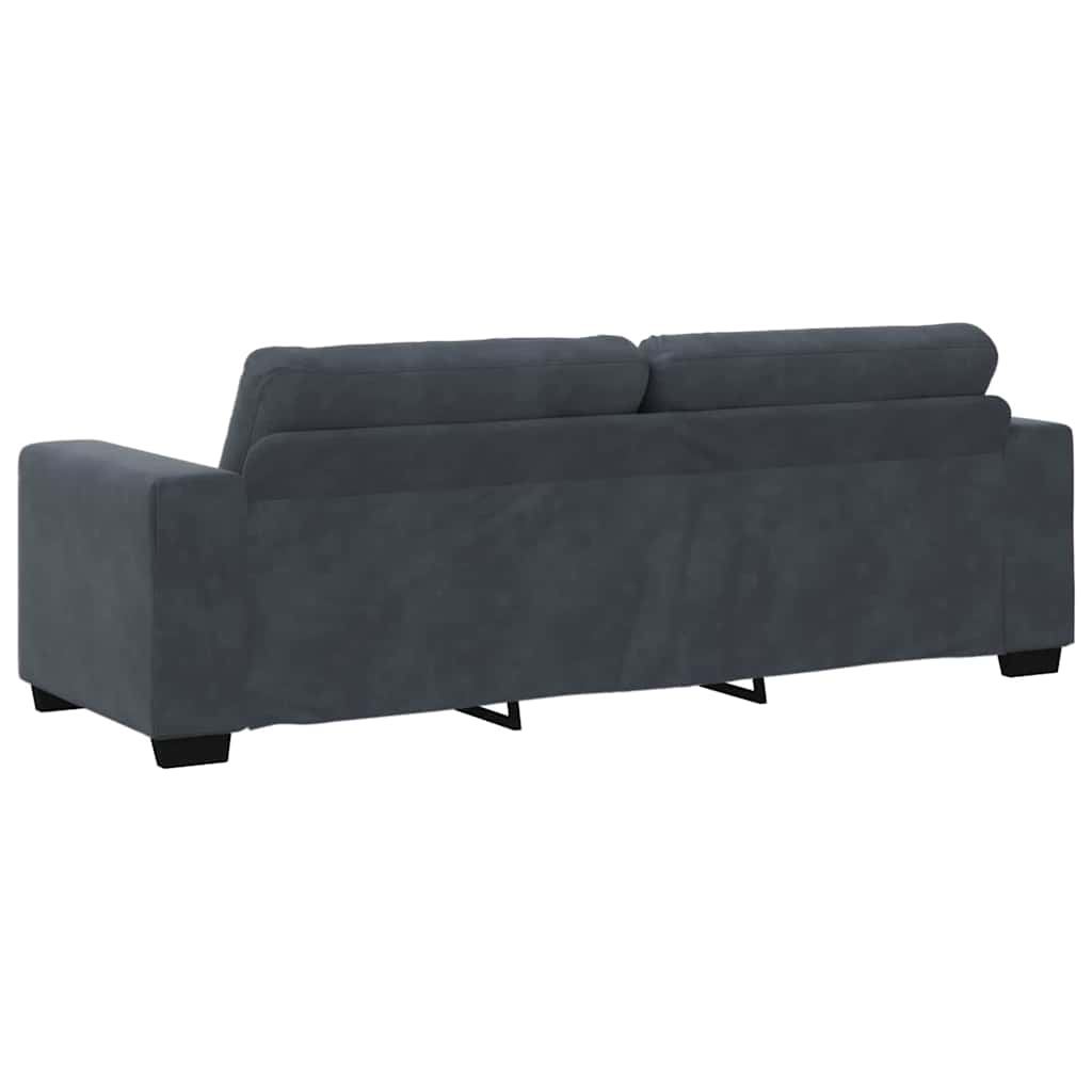 Sofa Set with Cushion 3 pcs Grey 221 x 78 x 80 cm Velvet