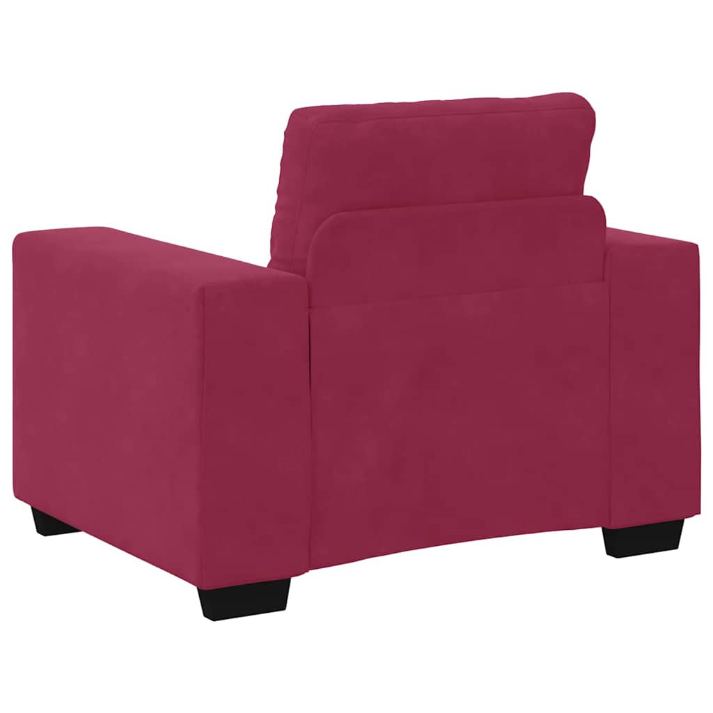 Sofa Set with Cushion 3 pcs Wine Red 221 x 78 x 80 cm Velvet