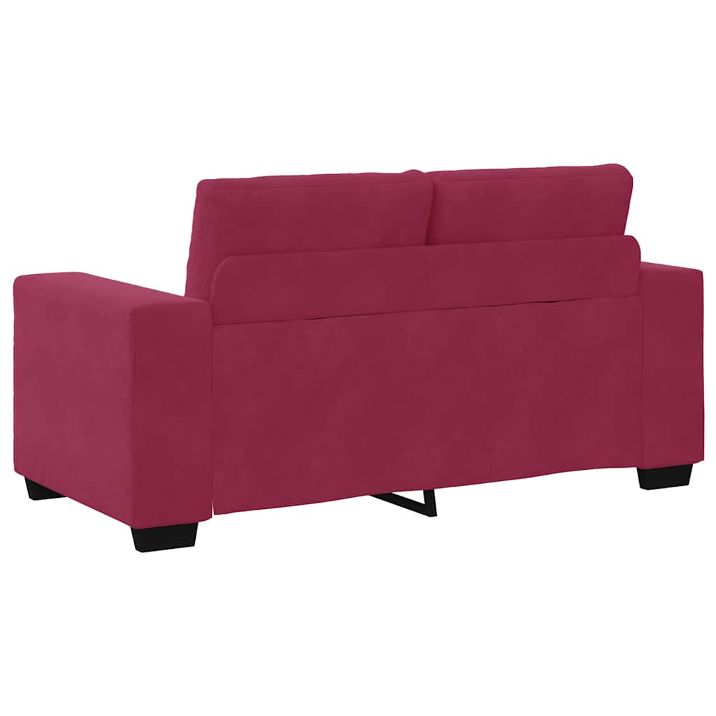 Sofa Set with Cushion 3 pcs Wine Red 221 x 78 x 80 cm Velvet