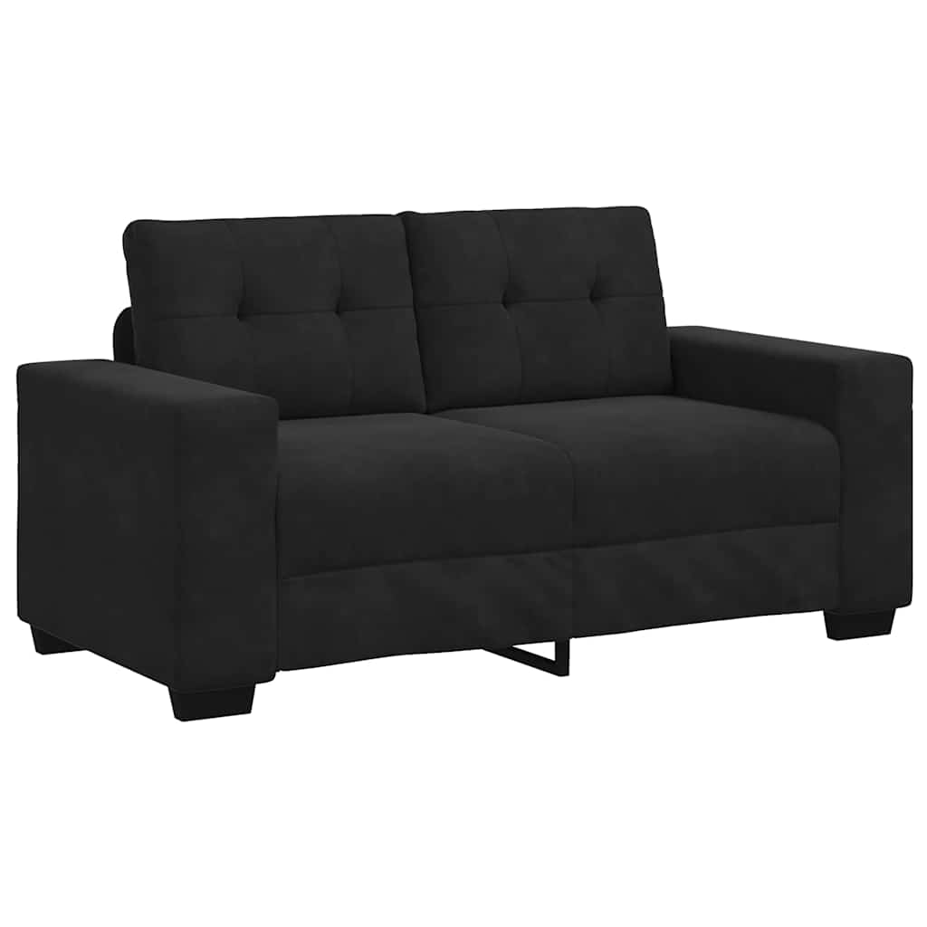 Sofa Set with Cushion 3 pcs Black 221 x 78 x 80 cm Velvet