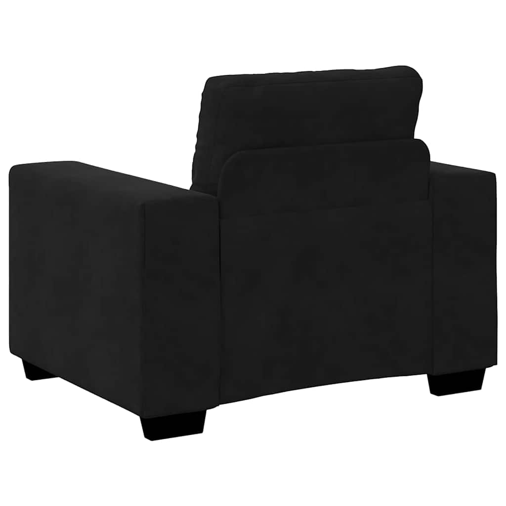 Sofa Set with Cushion 3 pcs Black 221 x 78 x 80 cm Velvet