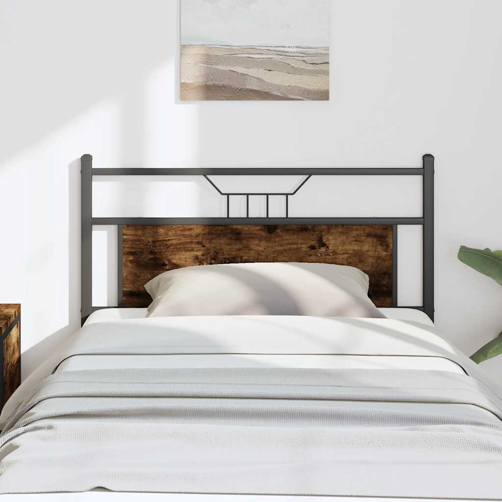 Headboard Smoked Oak 107 cm Engineered Wood and Steel