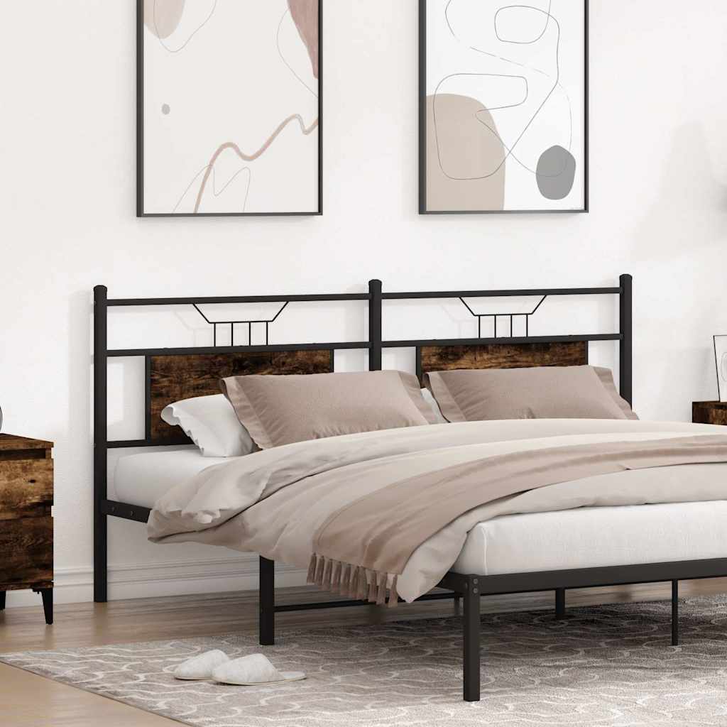 Headboard Smoked Oak 183 cm Engineered Wood and Steel