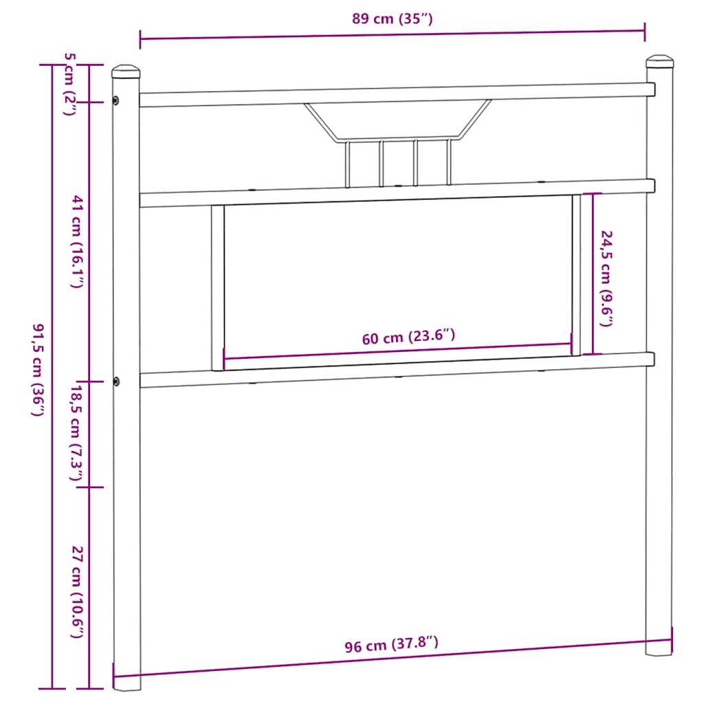 Headboard Brown Oak 90 cm Engineered Wood and Steel