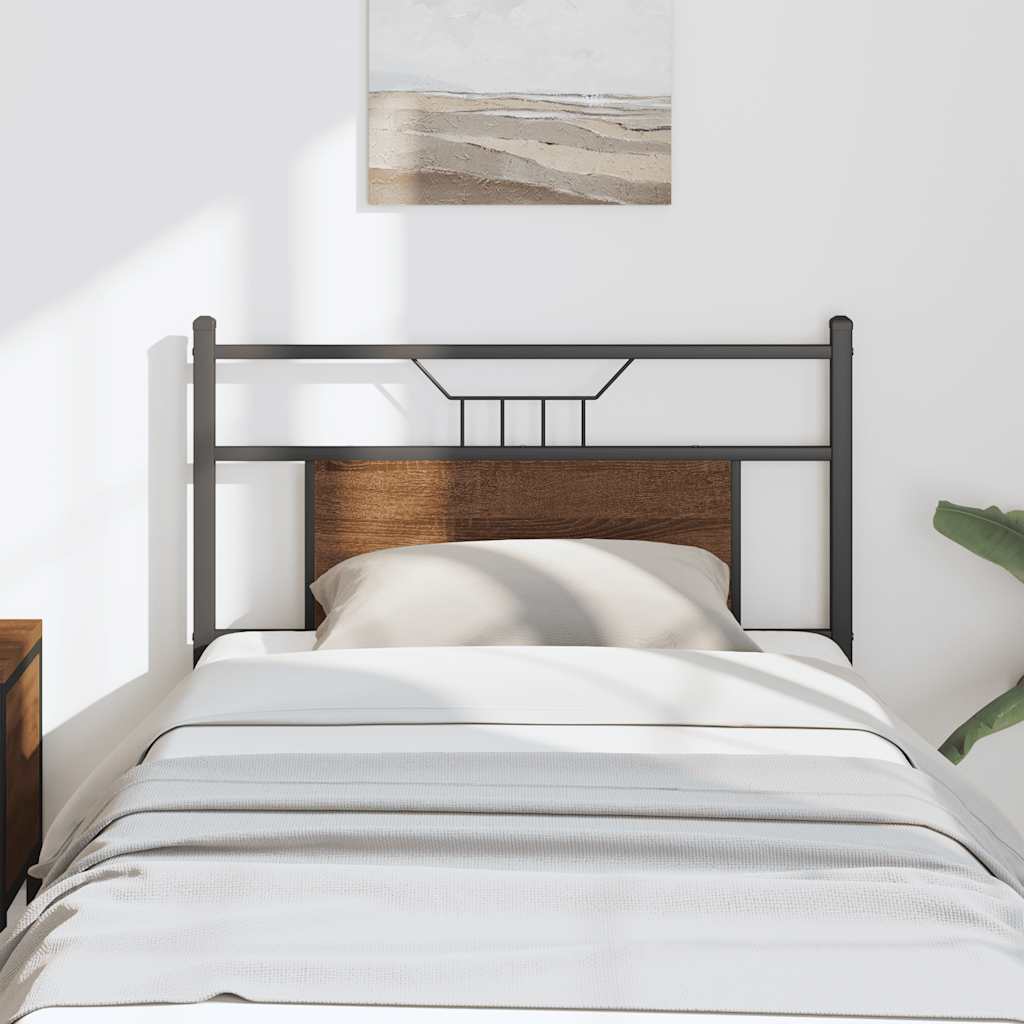 Headboard Brown Oak 90 cm Engineered Wood and Steel