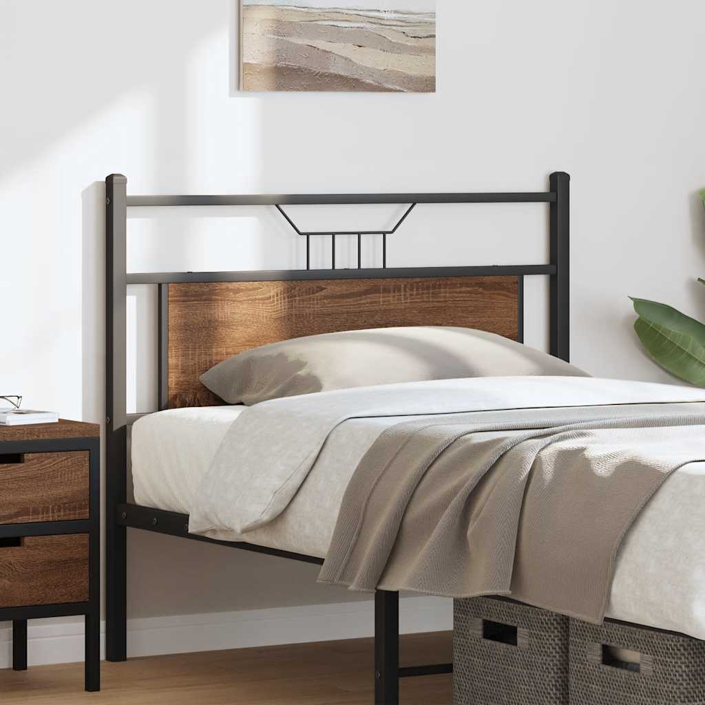 Headboard Brown Oak 100 cm Engineered Wood and Steel