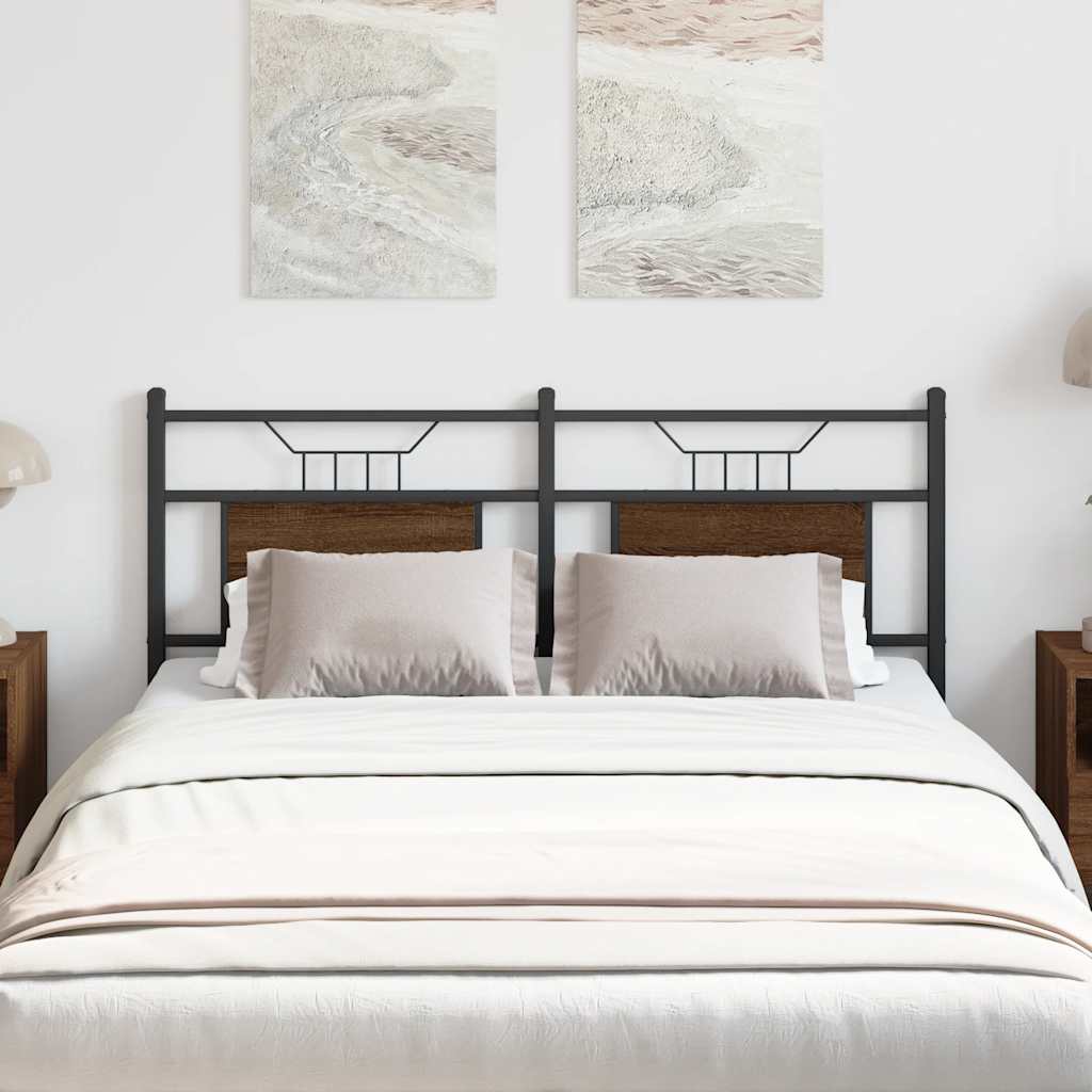 Headboard Brown Oak 150 cm Engineered Wood and Steel