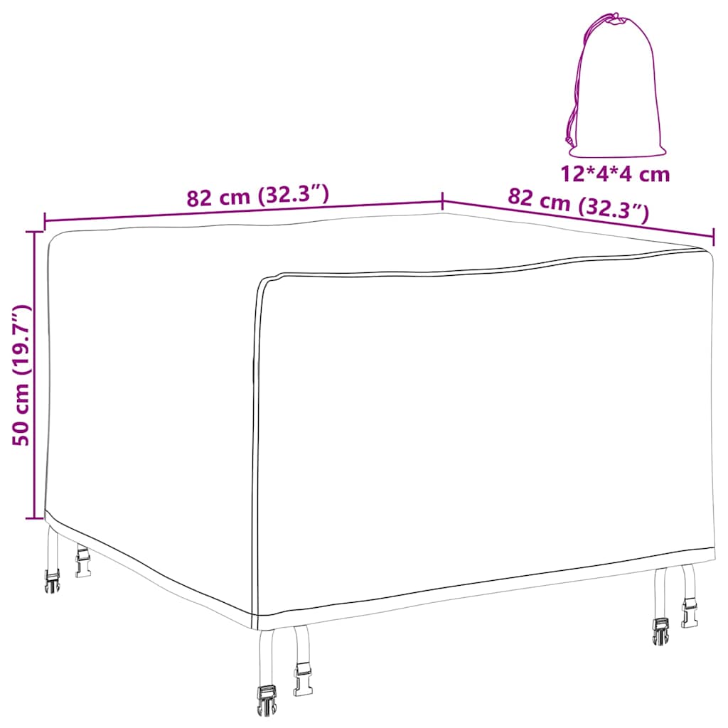Outdoor Furniture Cover Black 82 x 82 x 50 cm 420D fabric
