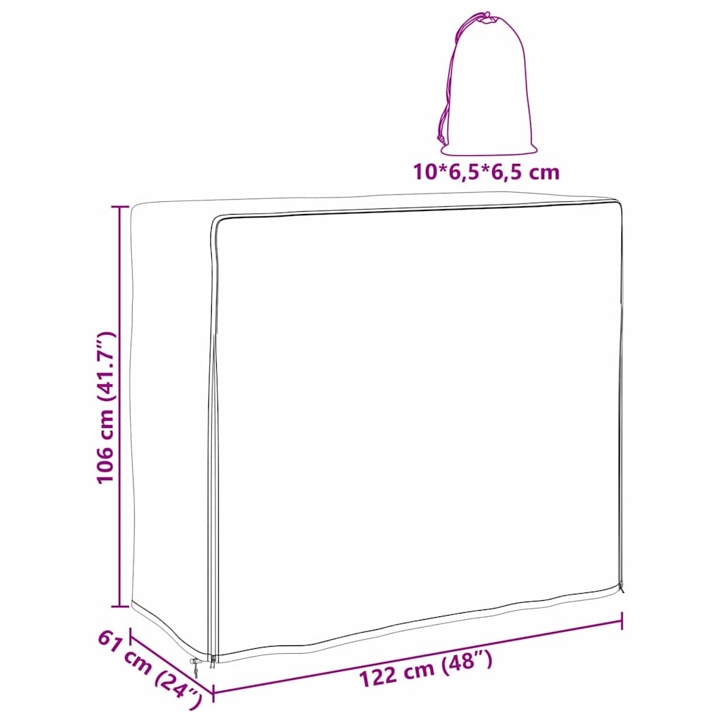 Outdoor Furniture Cover Black 122 x 61 x 106 cm 420D fabric