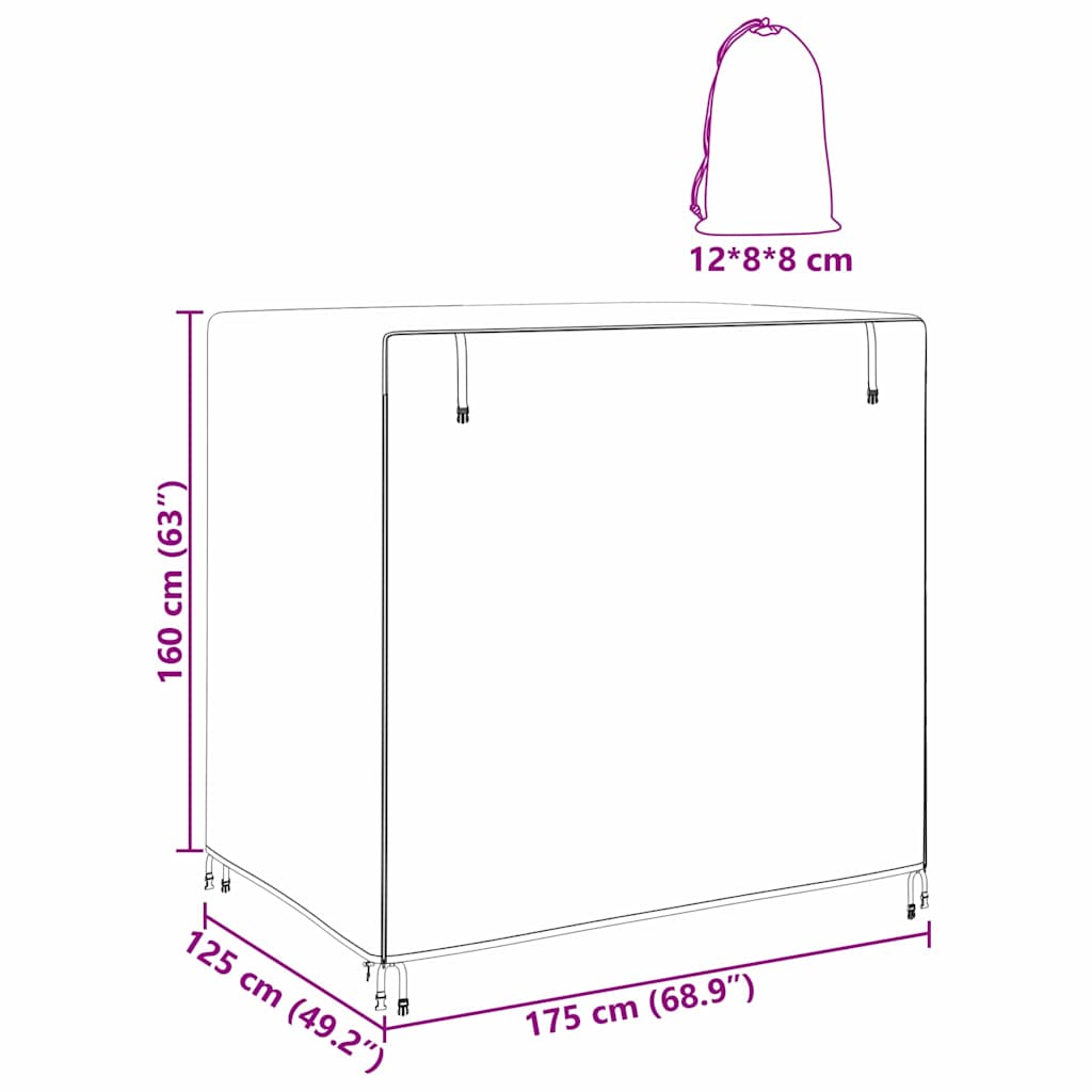 Outdoor Swing Cover Black 175 x 125 x 160 cm 210D fabric