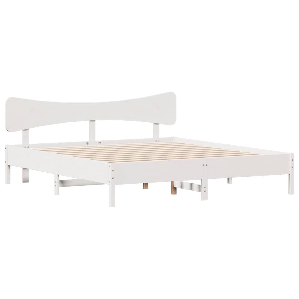 Bed Frame without Mattress White 200x200 cm Solid Wood Pine