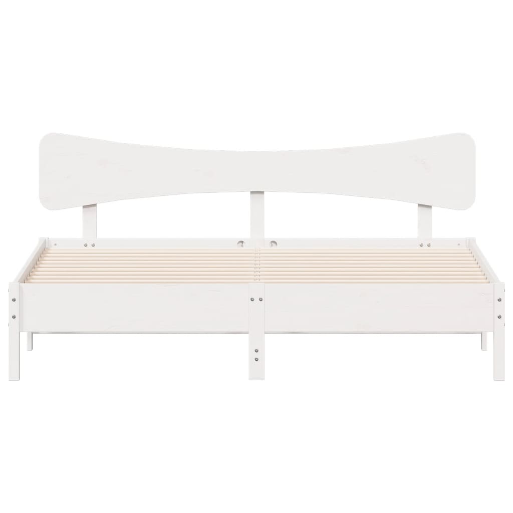 Bed Frame without Mattress White 200x200 cm Solid Wood Pine