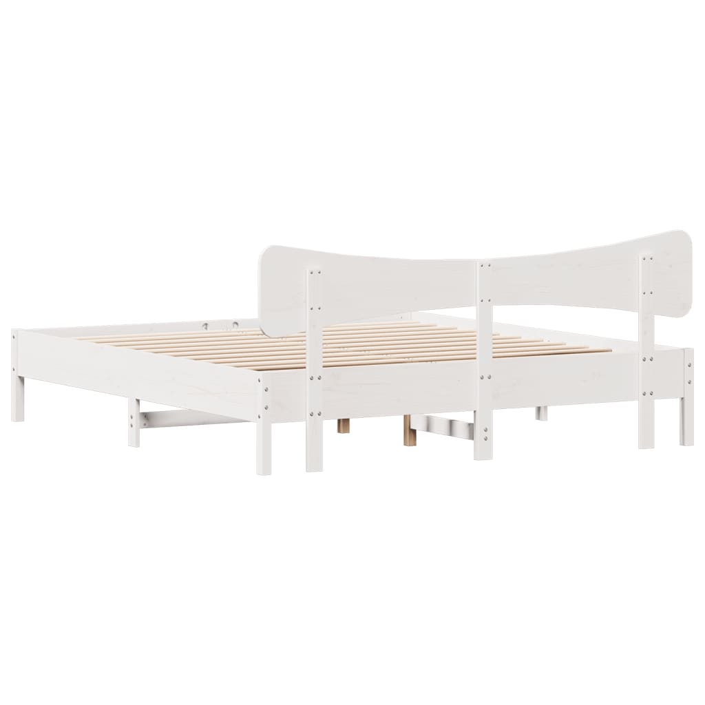 Bed Frame without Mattress White 200x200 cm Solid Wood Pine