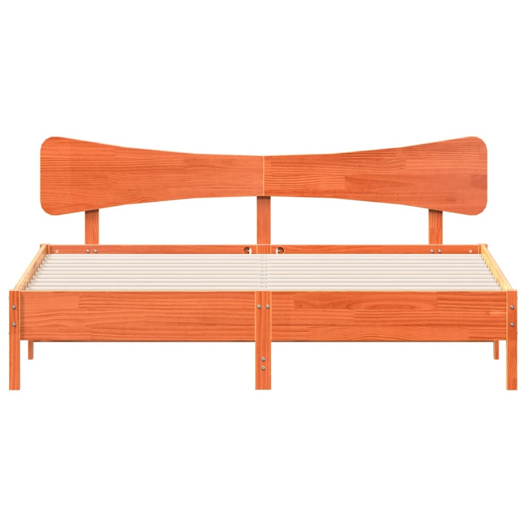 Bed Frame without Mattress Wax Brown 200x200 cm Solid Wood Pine