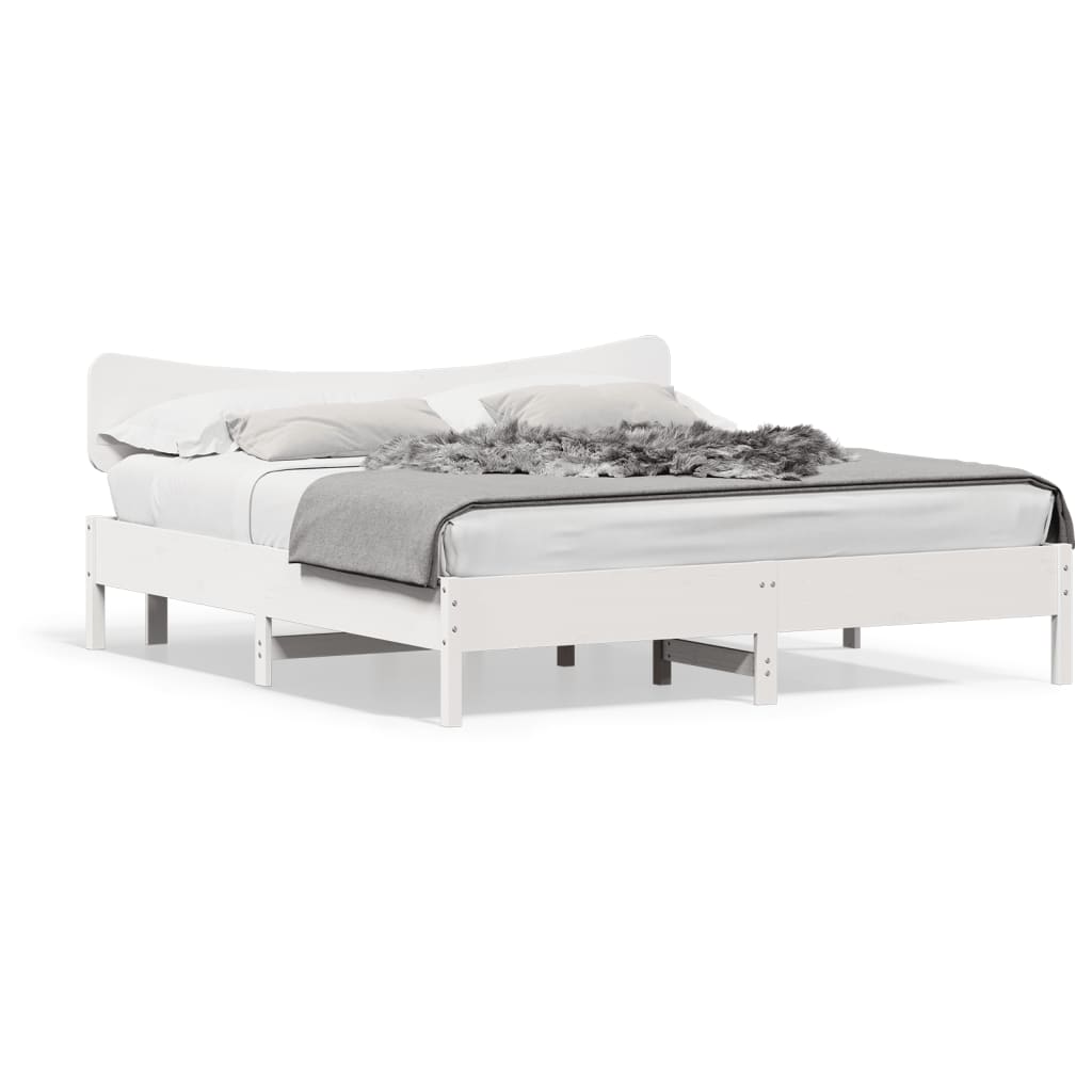 Bed Frame without Mattress White 160x200 cm Solid Wood Pine