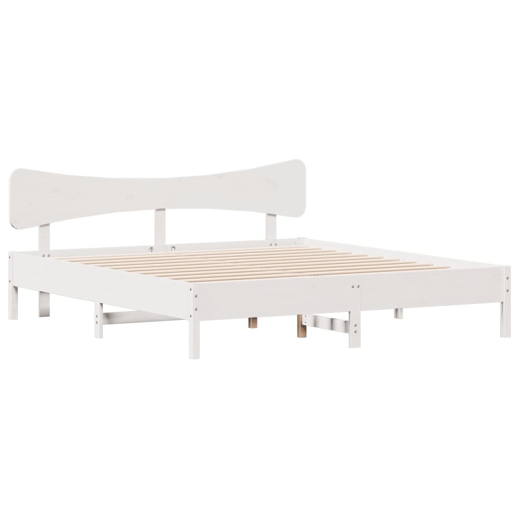 Bed Frame without Mattress White 160x200 cm Solid Wood Pine