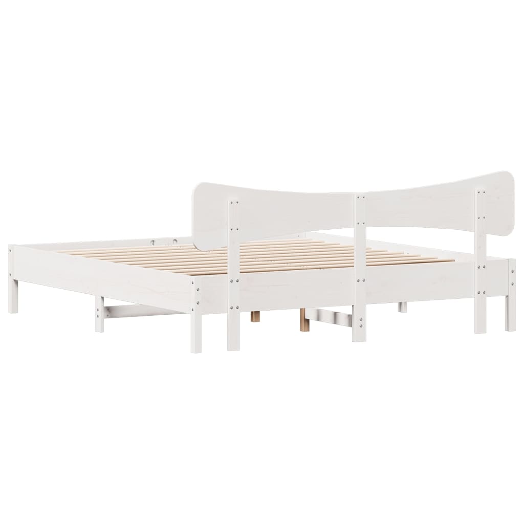 Bed Frame without Mattress White 160x200 cm Solid Wood Pine