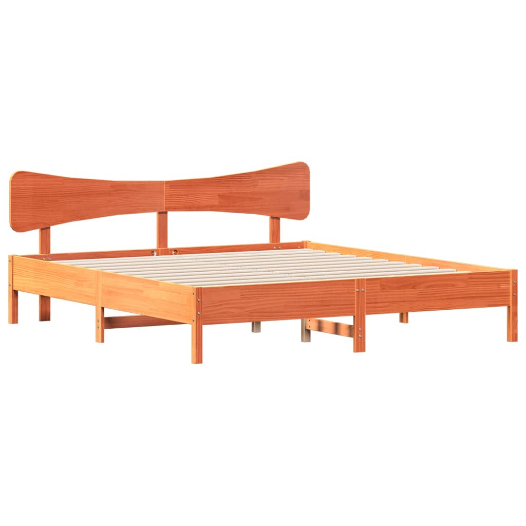 Bed Frame without Mattress Wax Brown 160x200 cm Solid Wood Pine