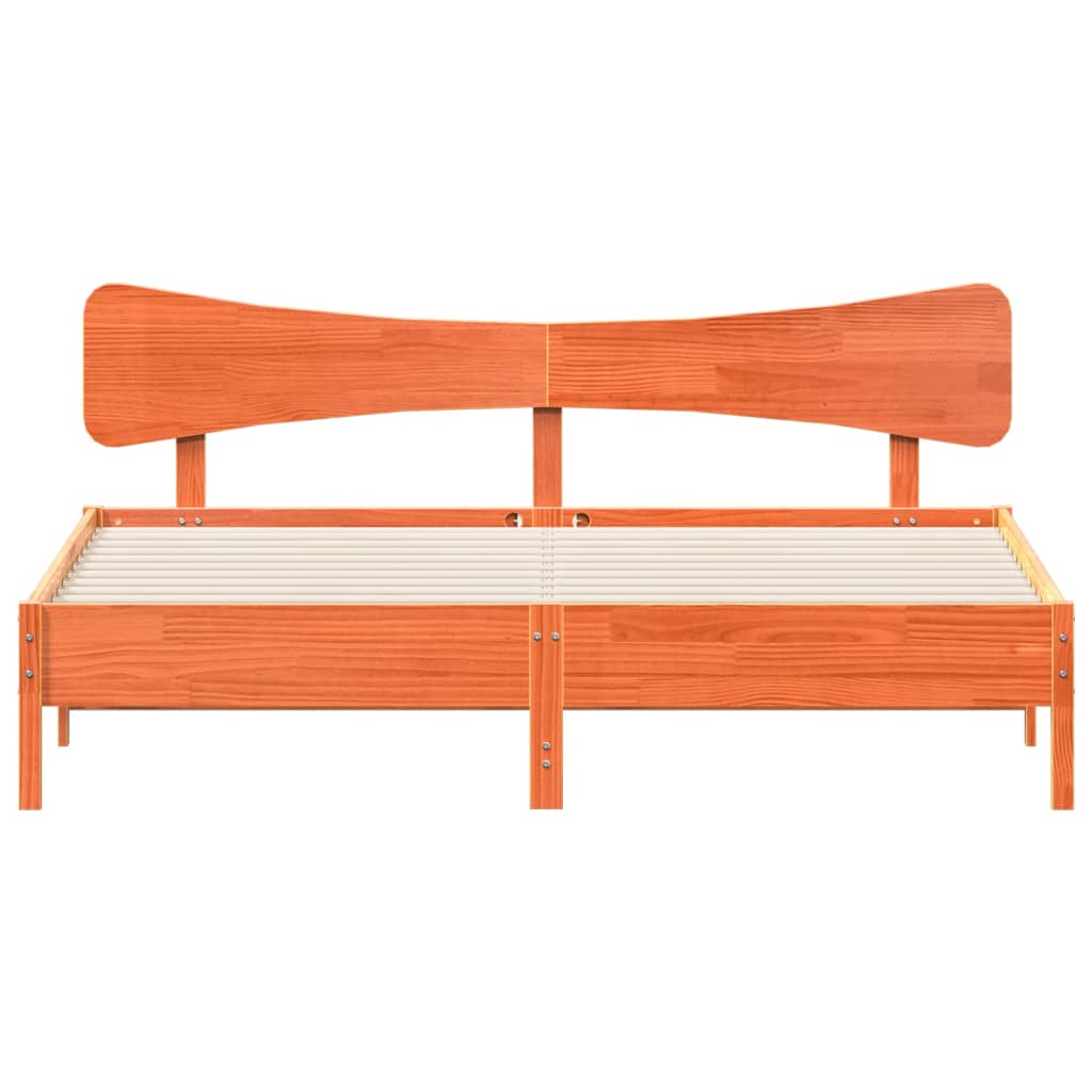 Bed Frame without Mattress Wax Brown 160x200 cm Solid Wood Pine