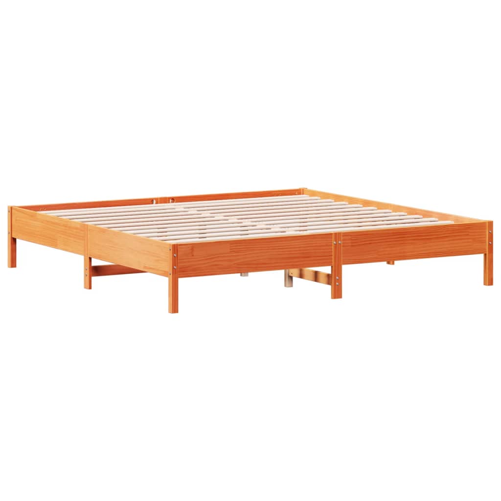 Bed Frame without Mattress Wax Brown 160x200 cm Solid Wood Pine