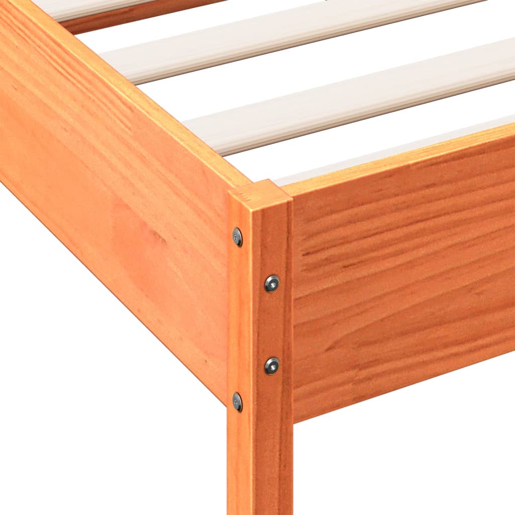 Bed Frame without Mattress Wax Brown 140x200 cm Solid Wood Pine