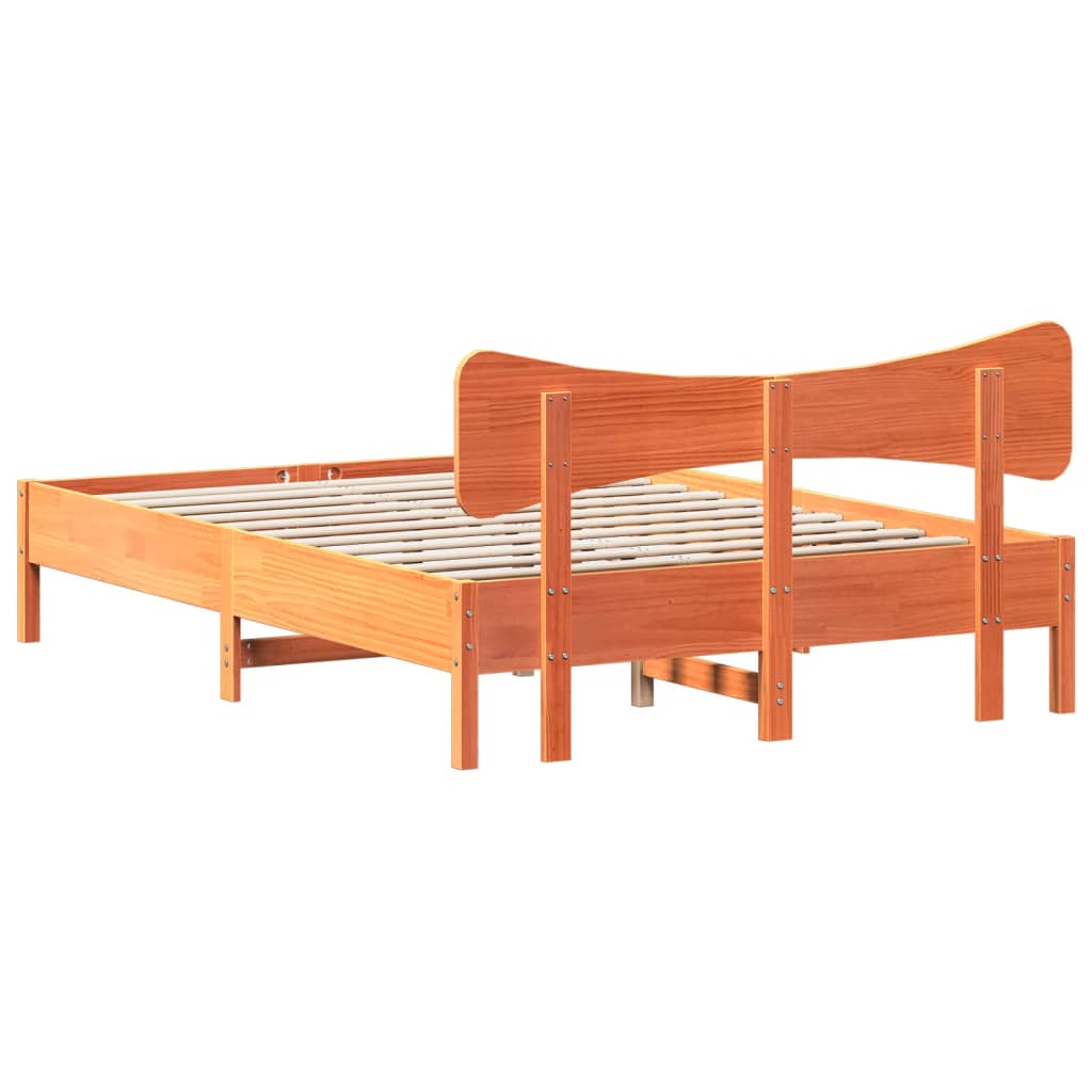 Bed Frame without Mattress Wax Brown 120x200 cm Solid Wood Pine