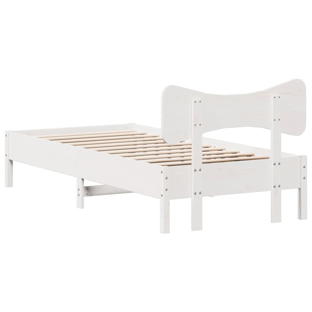 Bed Frame without Mattress White 100x200 cm Solid Wood Pine