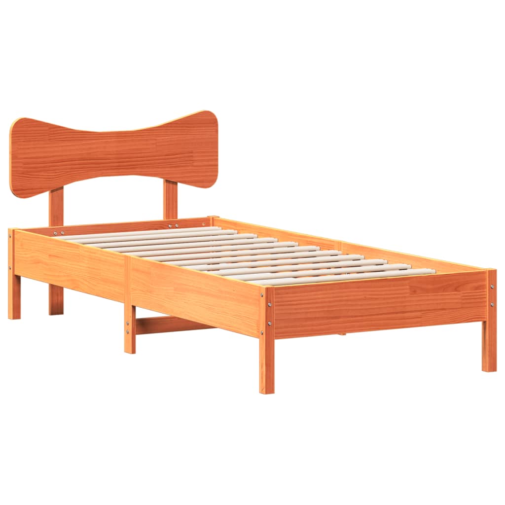Bed Frame without Mattress Wax Brown 90x200 cm Solid Wood Pine