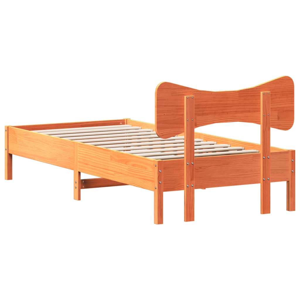 Bed Frame without Mattress Wax Brown 90x200 cm Solid Wood Pine