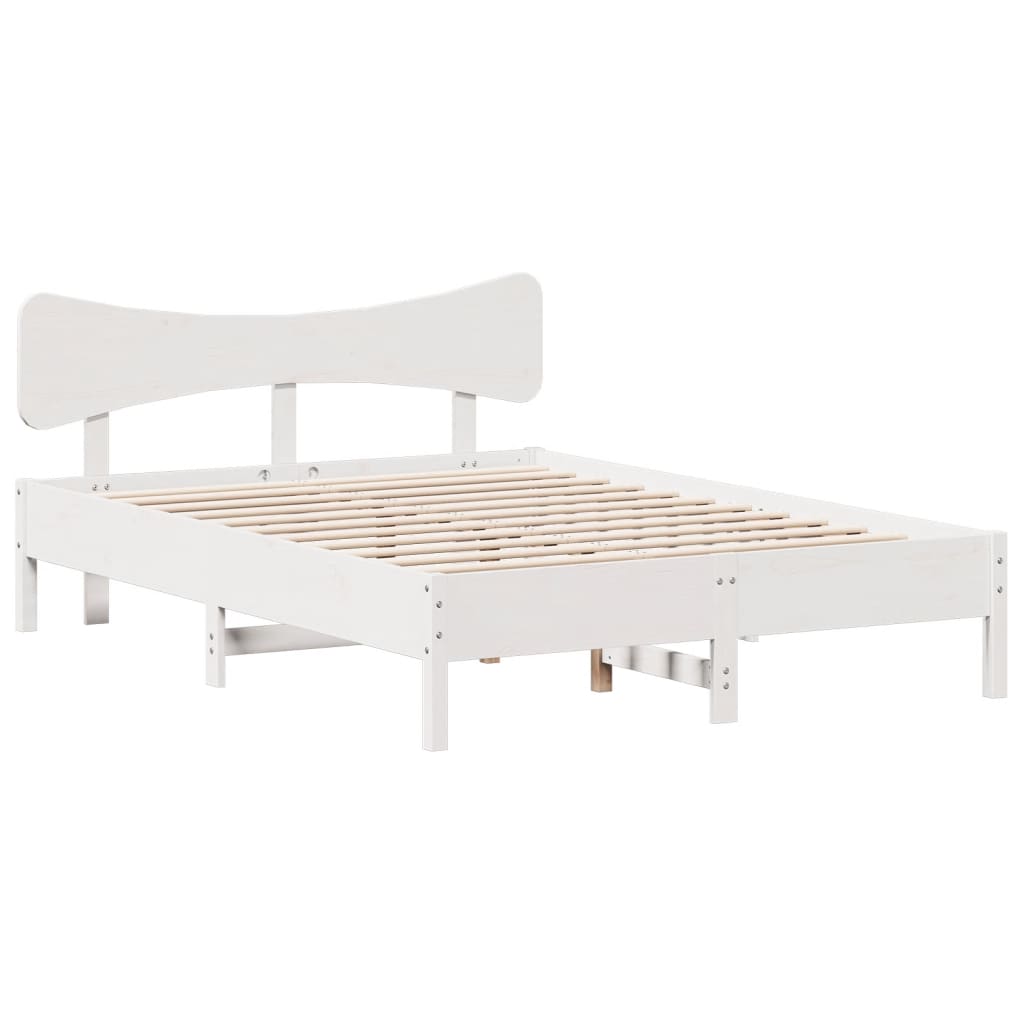 Bed Frame without Mattress White 140x190 cm Solid Wood Pine