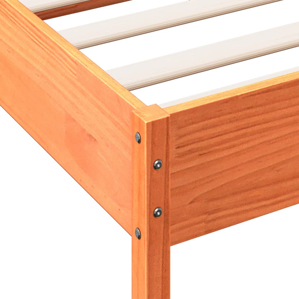 Bed Frame without Mattress Wax Brown 135x190 cm Double Solid Wood Pine