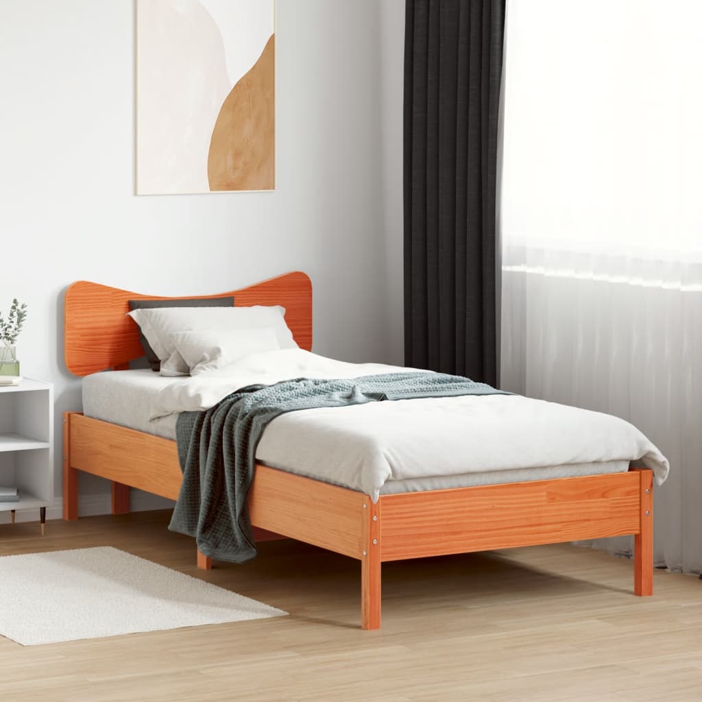 Bed Frame without Mattress Wax Brown 75x190 cm Small Single Solid Wood Pine