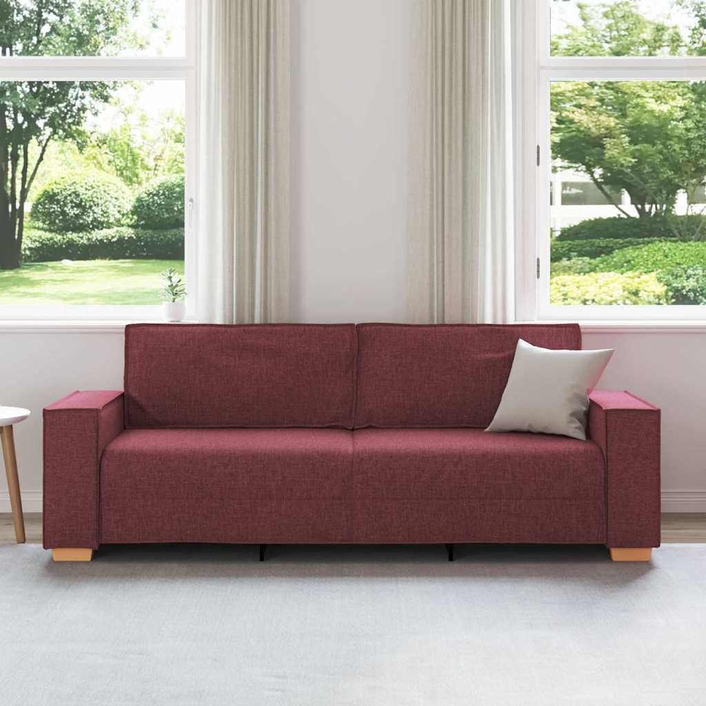 3-Seater Sofa Wine Red 220 x 78 x 84 cm Fabric