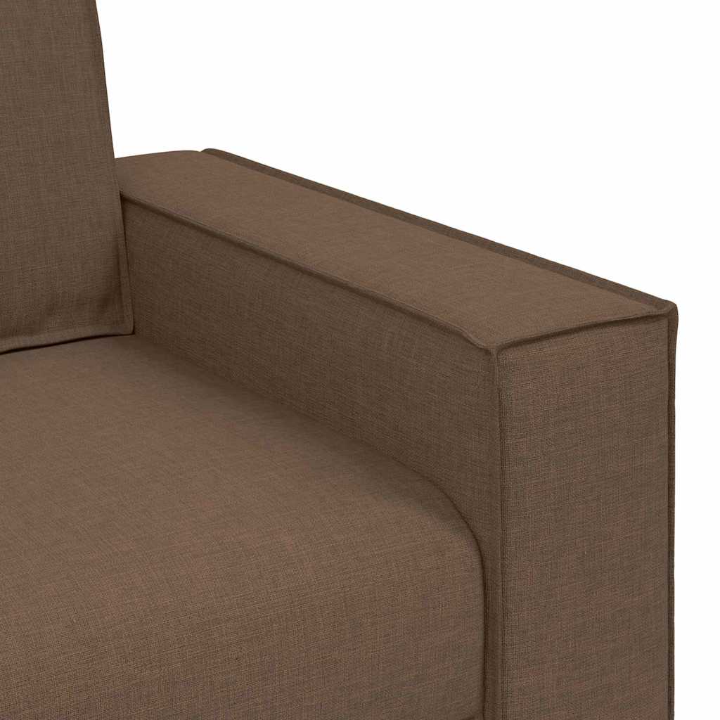 3-Seater Sofa with Cushion Brown Fabric