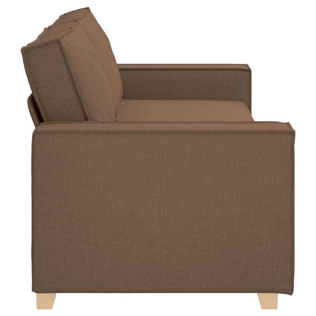 3-Seater Sofa with Cushion Brown Fabric