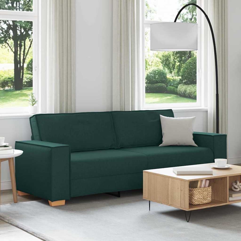 3-Seater Sofa with Cushion Dark green Fabric